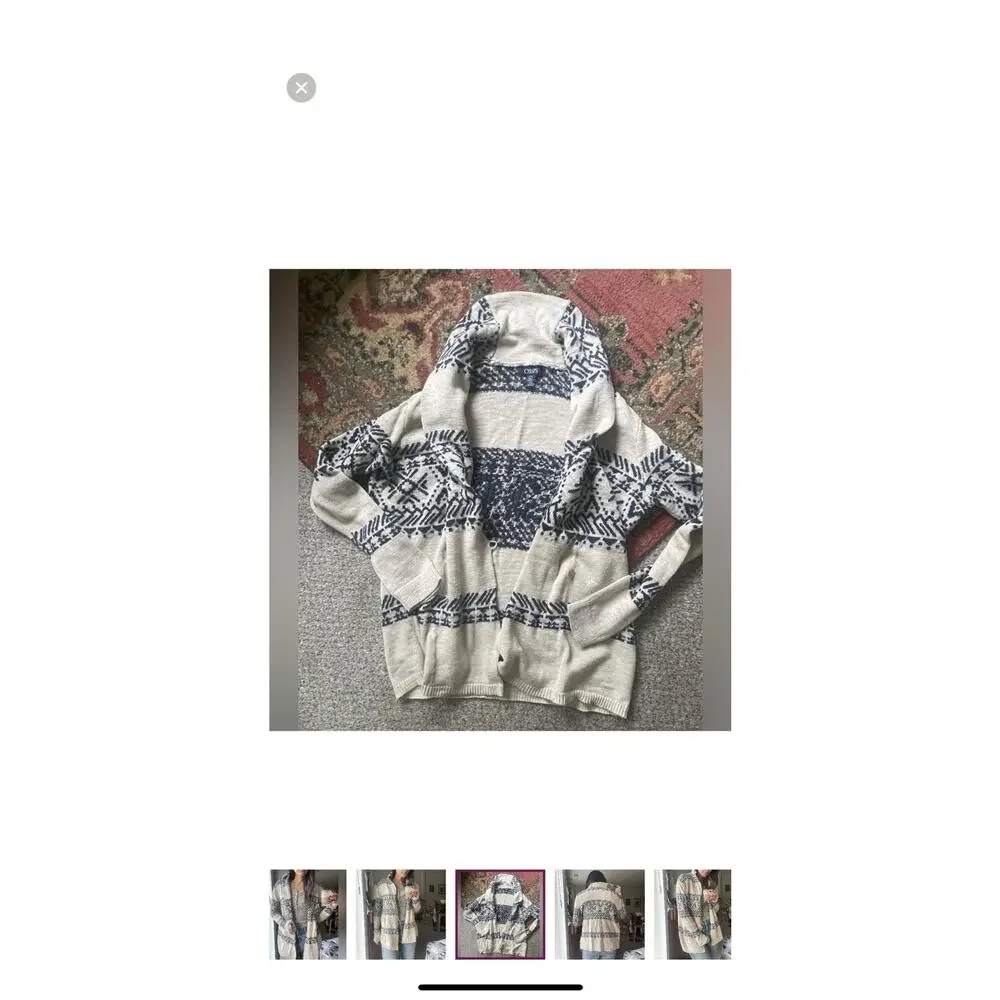 Chaps X Ralph Lauren Fair Isle Southwest Tribal Cozy Sweater Print Coat Large